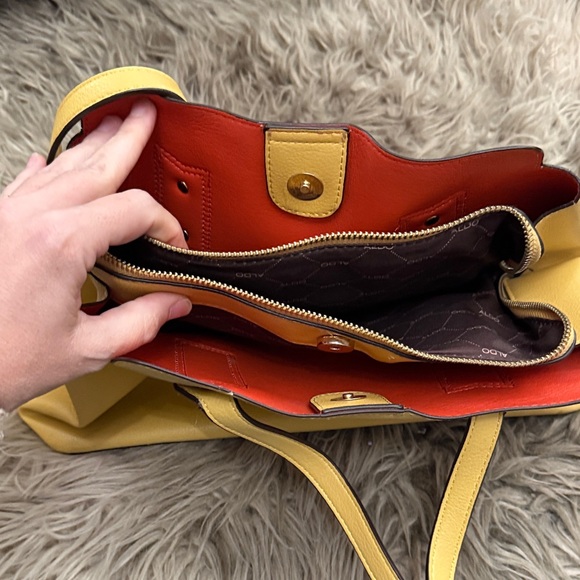 Aldo Vibrant Yellow and Red Tote Bag - Picture 10 of 13